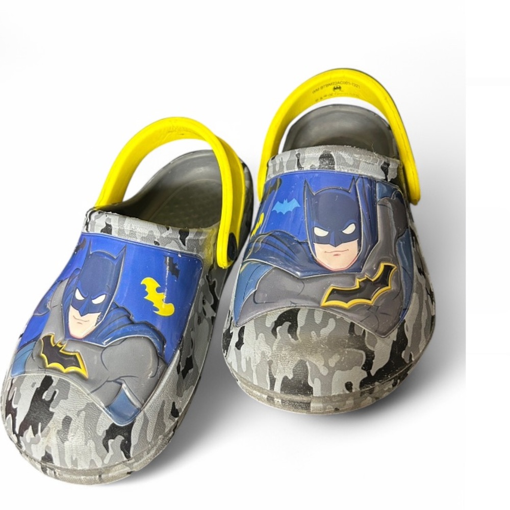 BATMAN Boys Clogs 9/10 Shoes Sling-Back Strap Grey Camouflage DC Universe